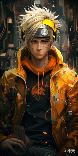 Naruto Anime Wallpaper in Cyberpunk Dystopia Style