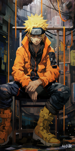 Naruto Anime Wallpaper in Cyberpunk Dystopia Style