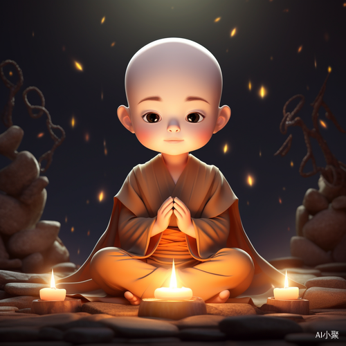 Meditating Monk: Serene and Conceptual Artwork Inspired by Traditional Chinese Paintings