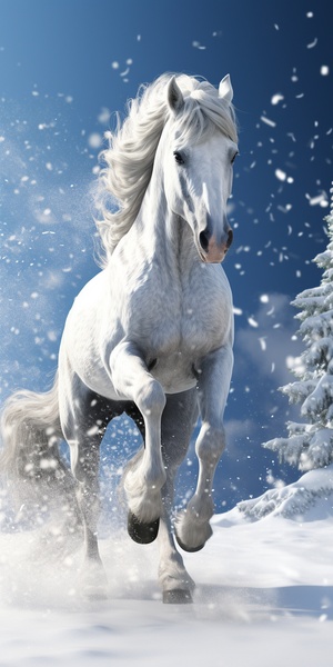 white,stallion,in,snowfall,with,snowflakeson,his,fur,,sharp,focus,,intricate,,zbrush,,high,contrast,,high,dynamic,light,,highly,detailed,,3D,,ray,tracing,,unreal,engine,,octane,render