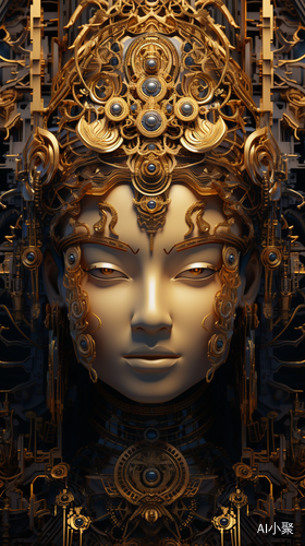 Highly Detailed Bodhisattva of Copper and Gold: A Cyberpunk Chinese Fairy Tale