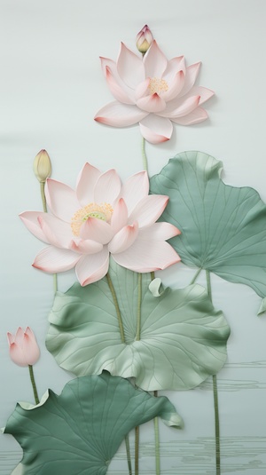 Lotus,embroidery,,flat,lay,,Morandi,color