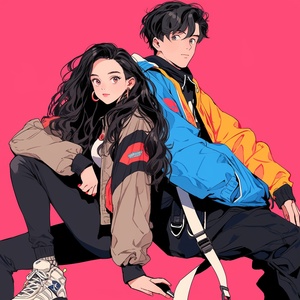 couple,manga,co,,in,the,style,of,pop,art-inspired,illustrations,,everyday,life,depiction,,normcore,,8k,,dotted,,primary,colors,,romanticized,figures,ar,3:4,niji,5