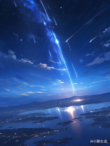 Dazzling Meteor: In the Starry Sea at Night