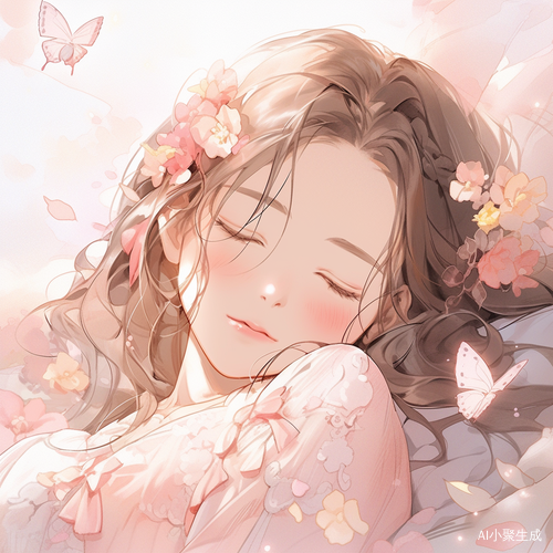 梦幻浪漫氛围中的可爱女孩