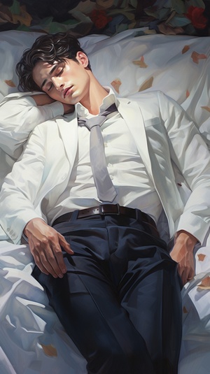 a,man,in,a,white,suit,laying,down,on,top,of,a,bed,of,paper,,in,the,style,of,[kris,knight](https:goo.glsearch?artist%20kris%20knight),,[yuumei](https:goo.glsearch?artist%20yuumei),,shinyglossy,,[zhang,jingna](https:goo.glsearch?artist%20zhang%20jingna),,wet-on-wet,blending,,detailed,costumes,,translucent,colorar,3:4