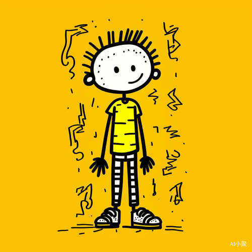 Cute Cartoon Boy in Keith Haring Style