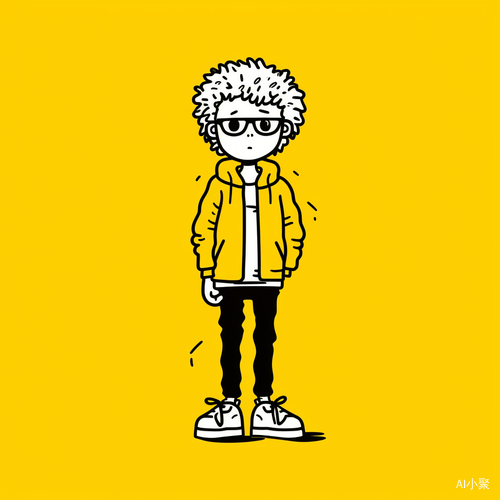 Cute Cartoon Boy in Keith Haring Style