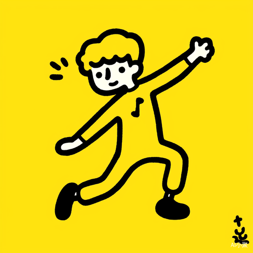 Cute Cartoon Boy in Keith Haring Style