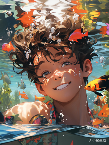 Colorful underwater masterpiece in Kawacy's style