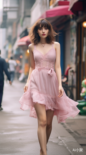 American Woman in Short Pink Puffy Dress - Movie Stili