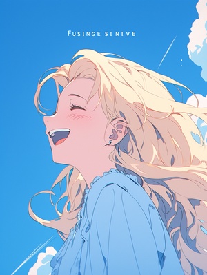 Joyful and Optimistic Anime Wallpaper of a Beautiful Woman