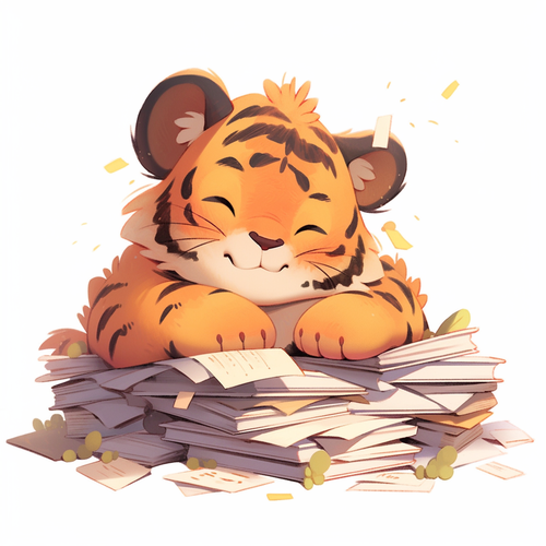 Cute Cartoon Tiger in Children's Book Illustration