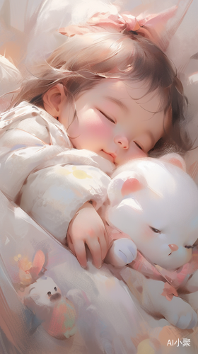 Charming and Adorable Sleeping Baby Girl in Disney Pixar Cartoon Style