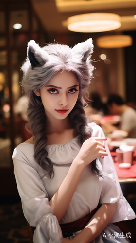 狼耳朵女孩与狼眼睛在酒店宴会厅