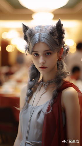 狼耳朵女孩与狼眼睛在酒店宴会厅
