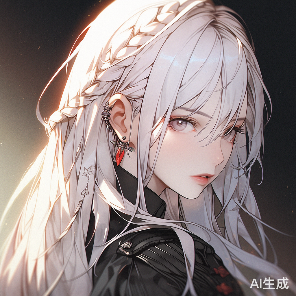 白色头发黑丝JK装的少女