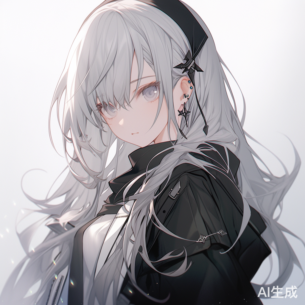 白色头发黑丝JK装的少女