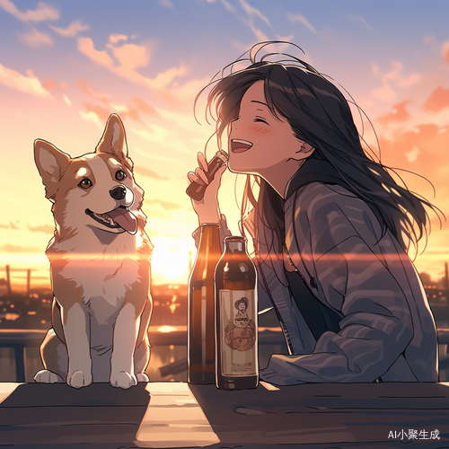 夕阳女孩与柯基