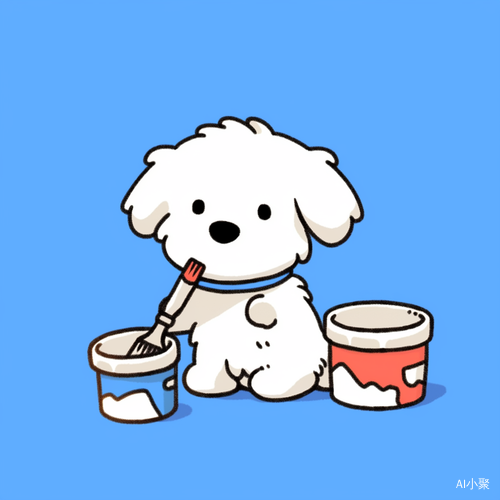 Cute Little Dog Playing in Blue Background