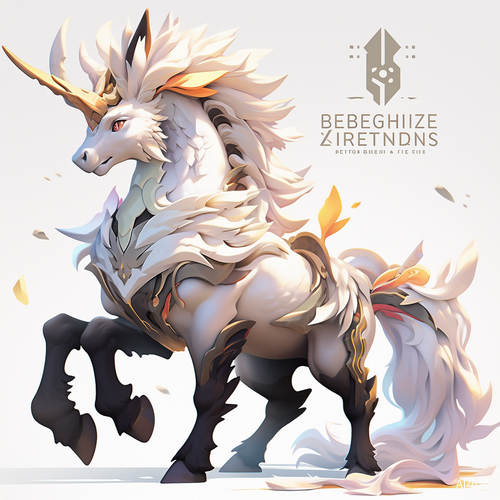 High Definition Game Icon Institute: Zhongguofeng Game Icon on White Background - a Masterpiece of Best Quality Ultra Detailed 3D Qilin Beast, Adorable and Lively