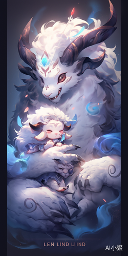 League of Legends Kindred Lamb: a Digital 2D Fantasy Game Art with Porcelain Guardian and Magical Temple