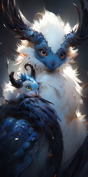 an,image,of,a,griffin,with,horns,holding,another,creature,,in,the,style,of,cute,and,dreamy,,tinycore,,dark,white,and,azure,,pilesstacks,,brushwork,mastery,,luminosity,of,water,,contest,winner