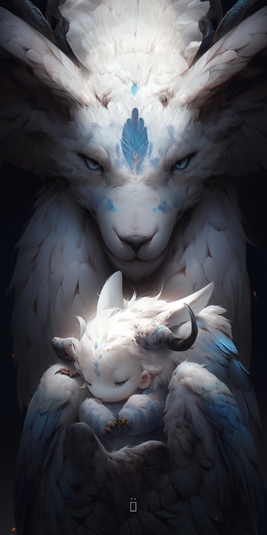 an,image,of,a,griffin,with,horns,holding,another,creature,,in,the,style,of,cute,and,dreamy,,tinycore,,dark,white,and,azure,,pilesstacks,,brushwork,mastery,,luminosity,of,water,,contest,winner