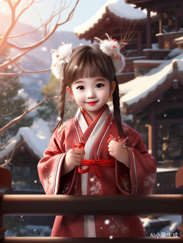 冬日里的中国小女孩