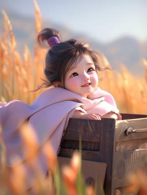 2,year,old,girl,,Chinese,blind,box,style,,Song,Dynasty,,short,hair,up,,flowing,hairband,,innocent,smile,,purple,silk,hanbok,,sitting,in,the,clouds,,dreamy,,depth,of,field,,close,up,,Unreal,Engine,,HD,,super,detail,,16k,ar,3:4,s,250,niji,5