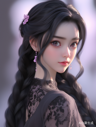 Pretty Chinese Woman with Big Eyes and Black Hair in the Style of Disney Animation, Dreamy and Romantic, Strong Facial Expression