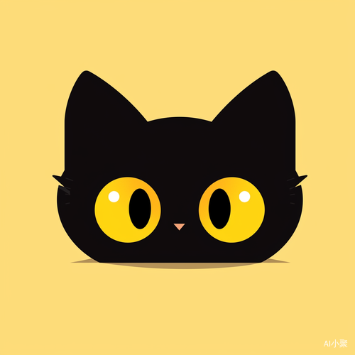 Minimalism Flat Illustration of Cute Black Cat