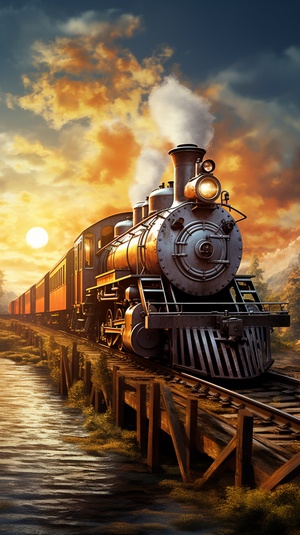 old,and,vintage,locomotive,going,to,Home,on,a,bridge,,old,station,,sunshine,,relax,,watercolor,,graphic,,Gold,Sky,,dramatic,light,,cinematic,,perspective,view,,uhd,realistic,32k