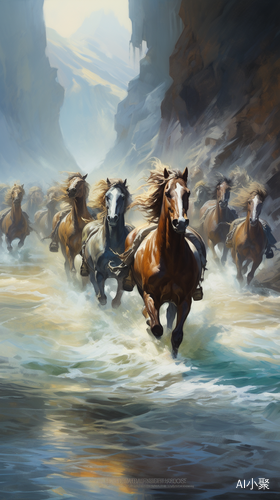 Wild Horses Running by the Sea Cliffs: A Mysterious Oil Painting