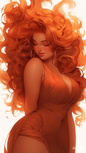 Illustrated Animation: A Breathtakingly Stunning and Scary Woman with Fiery Red Hair