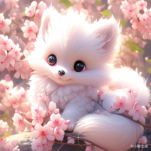 Cute Baby Fox with Big Fluffy Tails in Enchanting Forest