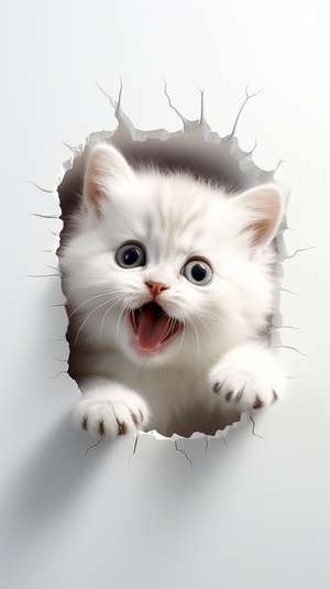 Adorable Cat 3D Sticker with White Background AR