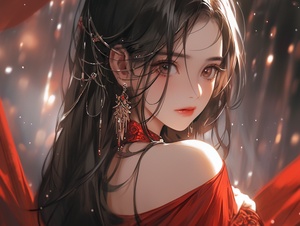 Chinese Girl in Elegant Outfit: Expressive Manga Style