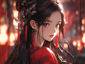 chinese,girl,with,elegant,outfit,wallpaper,#b003d2b1,,in,the,style,of,digital,painting,and,drawing,,expressive,facial,animation,,dark,white,and,light,crimson,,cute,and,dreamy,,eye-catching,detail,,expressive,manga,style,,mirror