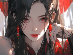 Chinese Girl in Elegant Outfit: Expressive Manga Style