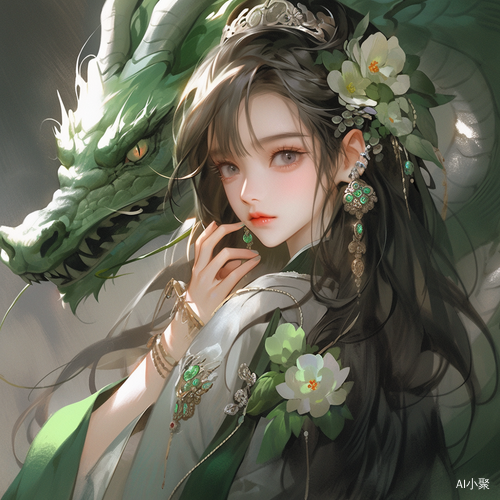 Anime Girl with Dragon Hair: Serene Faces and Indian Scenes