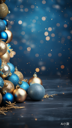 Christmas background with elegant finishes and gold and blue colors