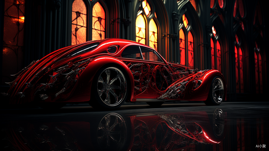 Hyper Detailed Gothic Inspired Glossy Red Car