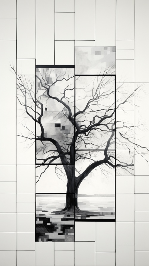 grayscale,tree,,mondrian,,ominous,,high-quality