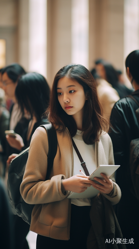 中国女生在Louvre写生的艺术生