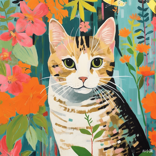 Pretty Illustration of Cat with Rustic Palette