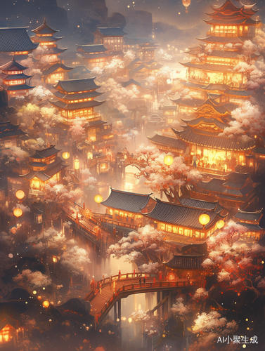 Ancient Chinese city with bright atmosphere and stunning details