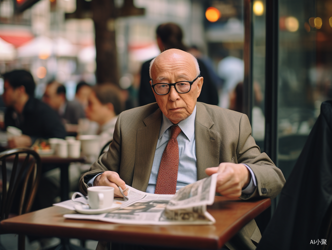 Kodak Portra 400: Leica NoctiluxM 50mm f0.95 captures an elderly man reading newspaper in a New York cafe with wide aperture