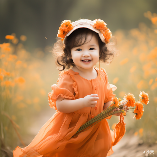 Delicate and Adorable Chinese Babies Dressed in Orange