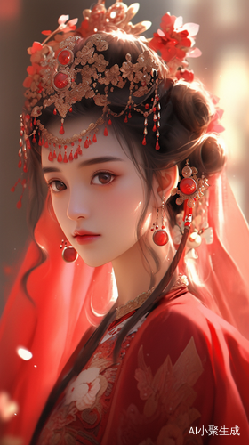 Ancient Beauty - Wedding Dress, Long Black Hair, Delicate Makeup